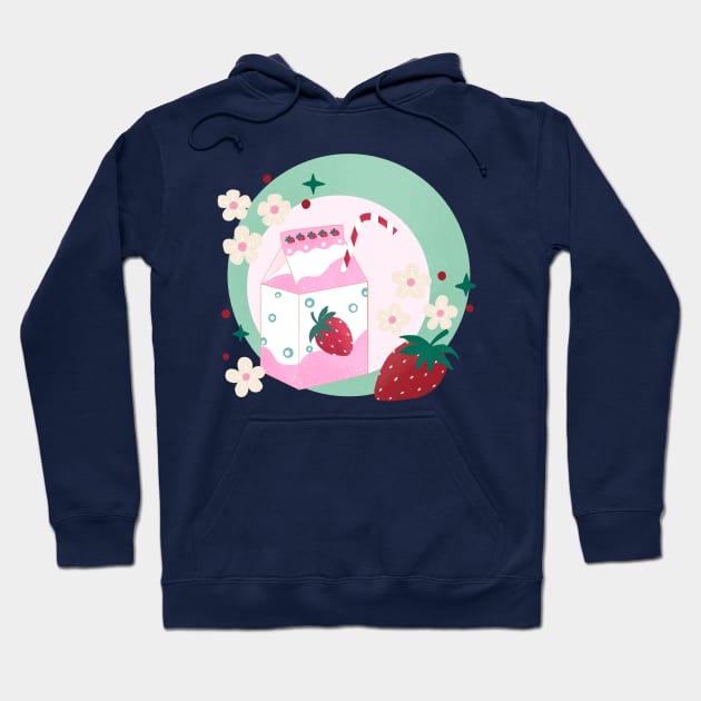 Strawberry milk badge Hoodie by Home Cyn Home 